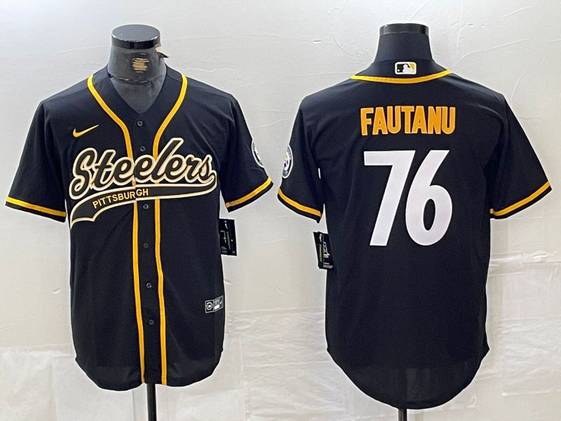 Men Pittsburgh Steelers 76 Fautanu Black Joint Name 2024 Nike Limited NFL Jersey style 1